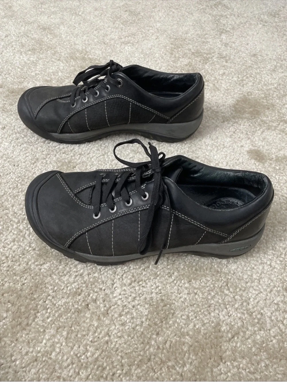 Keen PRESIDIO Black Leather Lace Up Hiking Shoes Women's 10 Outdoor Gorpcore